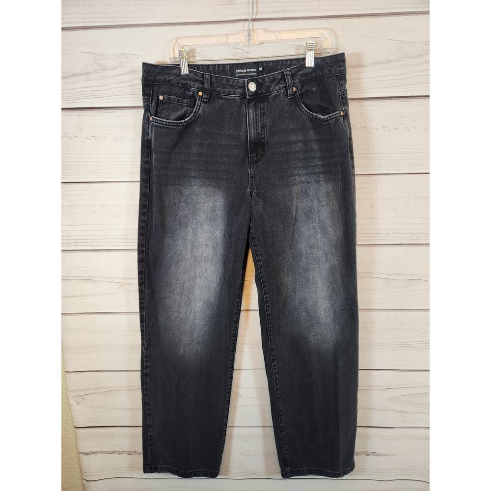 Refuge Denim Women's Black‎ High-Rise Baggy Straight Jeans Size 09
